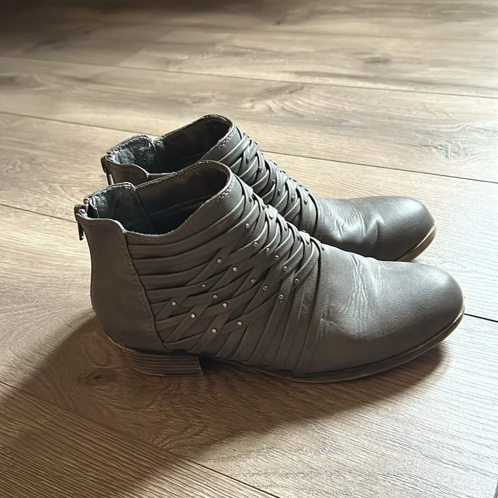 Gray ankle boots